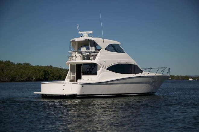 Quietly at anchor, the Maritimo 500 Offshore Convertible still looks like a hard charging game boat. - Maritimo 500 Offshore Convertible © SW